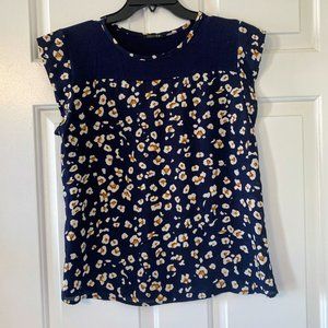 Leopard Print Blue Blouse